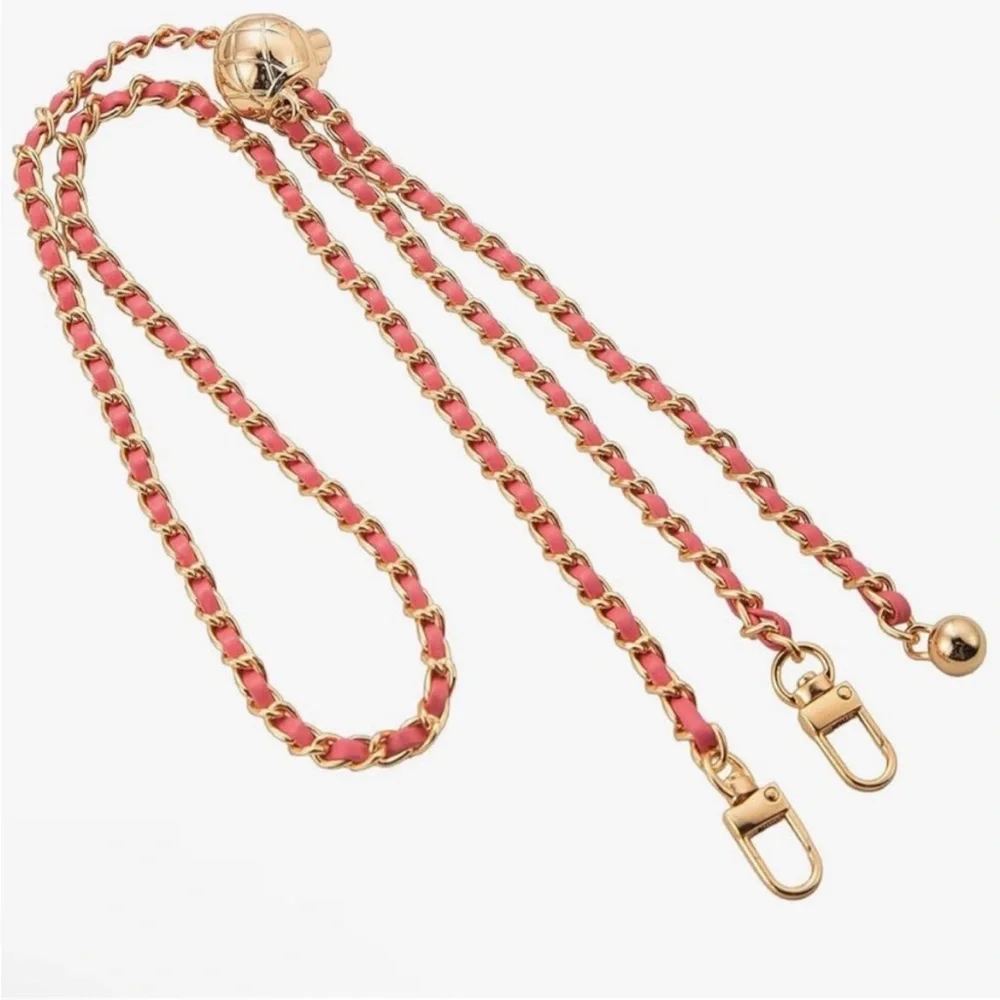 Pink leather and Gold Adjustable Chain for crossbody purse! New
